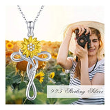 S925 Sterling Silver Sunflower Necklace Infinity Cubic Zirconia Pendant  Jewelry for Women