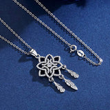 S925 Sterling Silver DreamCatcher Flower Necklaces Pendant for Women