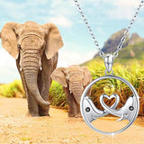 Cute Elephant Animal Necklace S925 Sterling Silver Elephant Animal Jewelry Forever Love Heart Pendant Necklace Gifts for Women