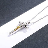 925 Sterling Silver Cross Cremation Pendant Jewelry Urn Necklace for Ashes