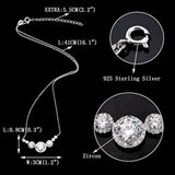925 Sterling Silver Prong Cubic Zirconia Elegant Round Engagement Pendant Necklace Clear