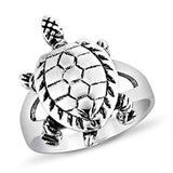 925 Sterling Silver Vintage 3-D Sea Turtle Band Ring Unisex Jewelry