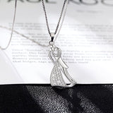 925 Sterling Silver Couples Endless Love Dancing pendant necklace Jewelry for Her， Gifts for Women