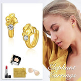 Gold Plated Elephant Earrings Sterling Silver Small Hoop Hypoallergenic  Earrings for Women