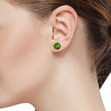 14K Gold Green Tourmaline  Stud Earrings For Women