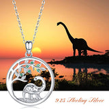 Tree of Life Dinosaur Necklace Pendant 925 Sterling Silver Cute Animal Jewelry Gifts for Women
