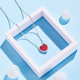 Red Heart Pendant Necklace 925 Sterling Silver Necklace with Heart Agate Pendant