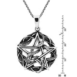 Entwined Snake Star Pentagram 925 Sterling Silver Pendant Necklace