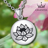 925 Sterling Silver Necklace for Women Lotus Flower Pendant Fine Jewelry with 18 Inch Rolo Silver Chain, Friendship Gift