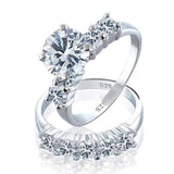 3.5CT Round Brilliant Cut Solitaire AAA CZ Engagement Wedding Band Ring Set For Women 925 Sterling Silver