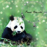 Panda Gifts for Women 925 Sterling Silver Leaf cubic zirconia Panda Bracelet for Mom