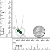 1.52 Ct Heart Shape Green Simulated Emerald White Diamond 925 Sterling Silver Pendant