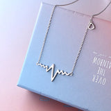 Heartbeat Necklace 925 Sterling Silver EKG Cute Life Line Heartbeat Love Cardiogram Necklace Gift for Women Girls,18