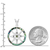 925 Sterling Silver Abalone Shell Compass Follow Your Dreams Pendant Necklace, 18