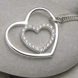 Heart Necklaces for Women 925 Sterling Silver Forever Love Pendant Round White Cubic Zirconia for Anniversary Birthday Gifts, Jewelry for Mother Mom Girlfriend