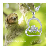 Sterling silver Sloth Necklace Love Heart Cute Two Slothes Pendant Jewelry Gift for Women