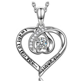  Silver Cubic Zirconia Heart Pendant Necklace