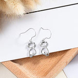 Sterling Silver Cute Cat Drop Earrings for Women Girls
