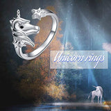 Unicorn Gifts 925 Sterling Silver Star Unicorn Ring for Women Girls, Unicorn Jewelry Birthday Gifts