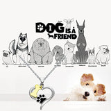 Dog Paw Print Pendant Necklace Pet Lovers 925 Sterling Silver Cute Puppy Love Heart Claw w/Bone Charm Necklace for friend women girl