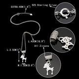 Women's 925 Sterling Silver CZ Birthday Gifts Lovely Reindeer Animal Pendant Necklace Clear