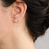 925 Sterling Silver CZ Flower Ear Cuff Wrap Sweep Hook Earrings
