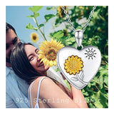 You are My Sunshine Necklace Sunflower Locket S925 Sterling Silver with  Gold Plated Photo Locket Necklace That Holds Pictures