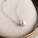 Sterling Silver Cat Necklace Freshwater Cultured Pearl Cat Collarbone Charm Necklace