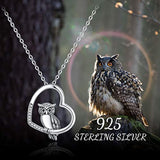 Owl Necklaces for Women 925 Sterling Silver Animal Necklaces Owl Bird Heart Pendant Necklace Owl Jewelry for Mom Owls Gifts for Women