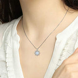 Opal Rudder Necklace for Women,925 Sterling Silver Love Ferris Wheel Pendant Jewelery, Great Gift for Women