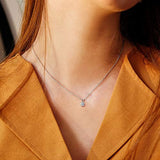 14k White Gold Classic Round Moissanite Pendant Necklace For Women