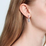 925 Sterling Silver Filigree Puffed Teardrop Earrings Hollow Dangle Earrings with Cubic Zirconia