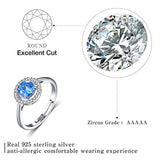 925 Sterling Silver Rings Round Cut 7mm Birthstone Rings Cubic Zirconia Adjustable Rings for Women