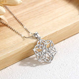 Flower of Life Necklace 925 Sterling Silver Pendant Necklace for Women Girls, Christmas Friendship Gifts - 18'' Chain