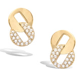 Yellow Gold plated  Infinity Oval Circle Knot Cubic Zirconia CZ Stud Earrings