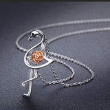 Sterling Silver Flamingo Cute Animal Necklace for Women Girls Rose Flower  Cute Pet Necklace Pendant Jewelry Gifts