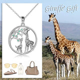 Giraffe Necklace Jewelry Gifts for Women Sterling Silver Mother Daughter Tree Of Life Giraffe Necklace for Mom Daughter