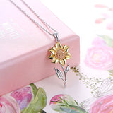 S925 Sterling Silver Gold Plated You Are My Sunshine Sunflower Pendant Necklace