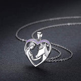Silver Lucky Horse in Heart Necklace 