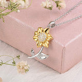 You are My Sunshine Necklace 925 Sterling Silver Sunflower Pendant Necklaces for Women Girls