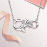 925 Sterling Silver Infinity Butterfly Flower Necklaces Pendant for Women Wife Mother's Day Christmas Birthday Girls Opal Jewelry Gift