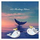 S925 Sterling Silver Whale  Opal Stud Earrings  for Women