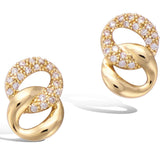 Yellow Gold Plated Infinity Oval Circle Knot Cubic Zirconia CZ Stud Earrings