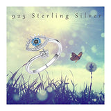 Mother's Day Gift Evil Eye Ring S925 Sterling Silver Silver Adjustable Wrap Open Rings Jewelry For Women