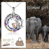 Elephant Necklace with Crystal Jewelry Gifts for Women Sterling Silver Mother Daughter Necklace for Mom Daughter