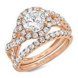 2.6 Ct Round Cut Solitaire For Bridal Engagement Wedding Anniversary Ring Band Set 14K Rose Gold