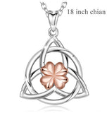 925 Sterling Silver Triangle Celtics Knot Pendant Necklace Rose gold plated Celtic-Shamrock Necklace good luck fine jewelry