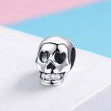 S925 sterling silver Oxidized zirconia skull Charms