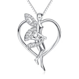 Beautiful fairy necklace zircon fairy wings sterling silver necklace