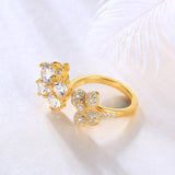 Silver Flower Zircon Open Fashion Ring Jewelry